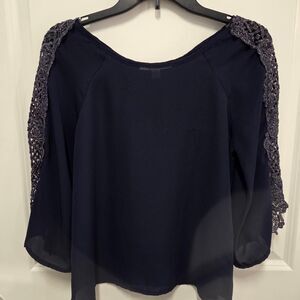 Women's Navy Blue Sheer Blouse